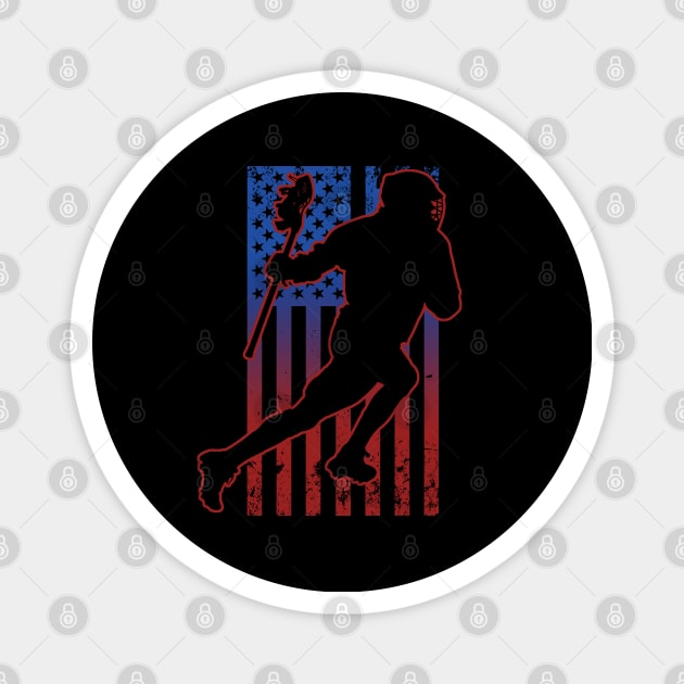 Lacrosse Usa American Flag Magnet by Zen Cosmos Official